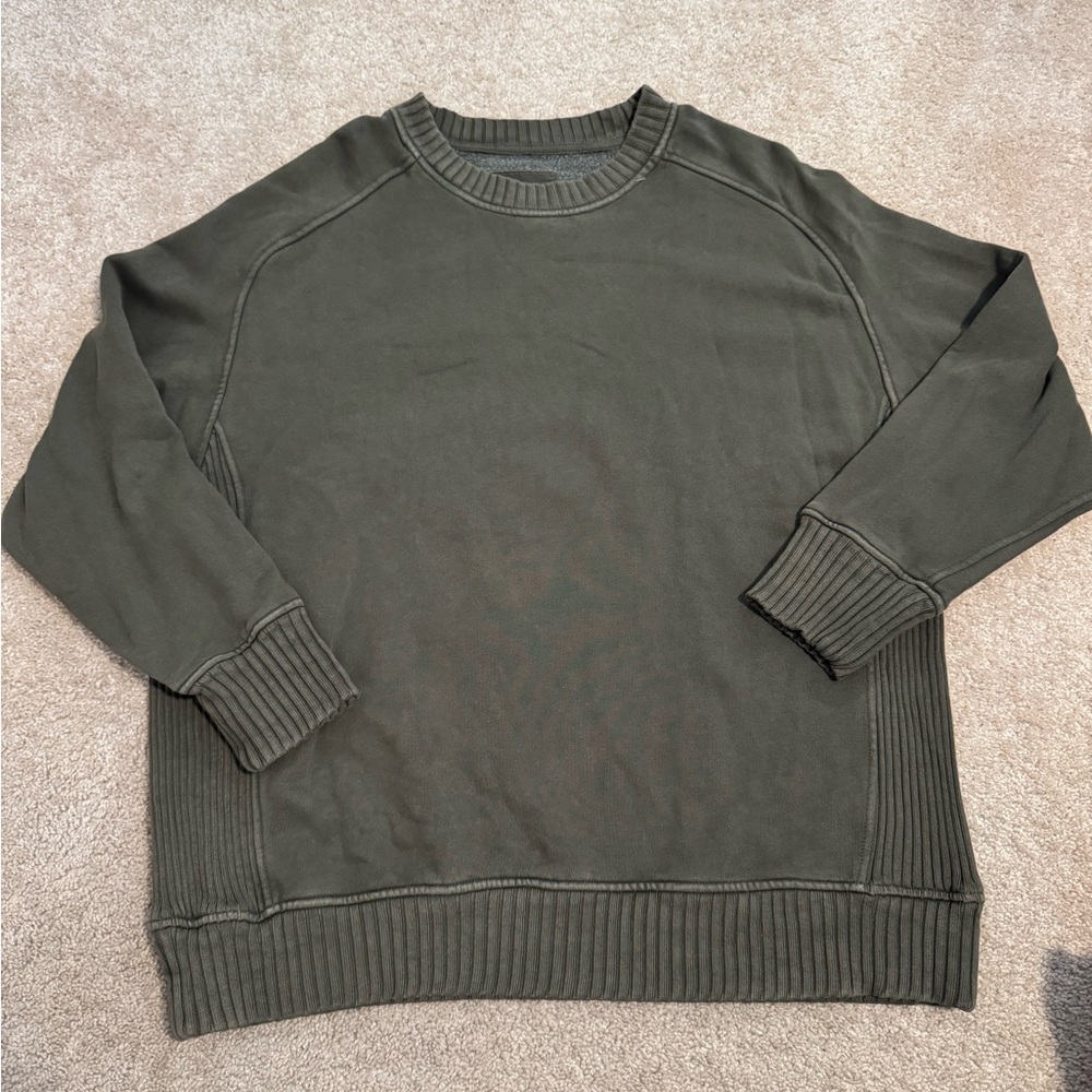 Aerie Green Crewneck Sweater Oversized Fit